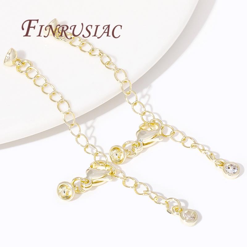 2/4/6Pcs 18K Gold Plated Extension Extended Tail Chains with Lobster Clasps End Caps Findings For DIY Jewelry Making Supplies