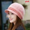 Women Casual Vintage Plush Skullcap Knitted Visor Beret Hat Beanie Hat