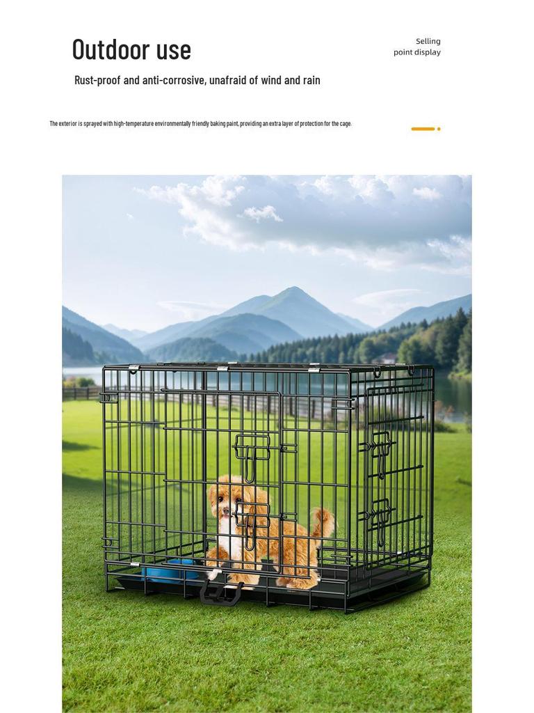 Thickened Wire Folding Dog Cage for Large and Medium Pets