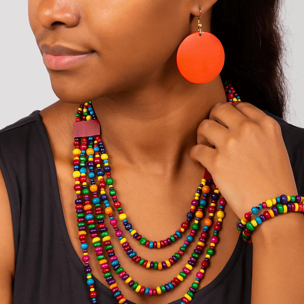 Handmade Vintage Boho Bib Beads Ethnic Style Geometric Beaded Necklace  Jewelry Accessories