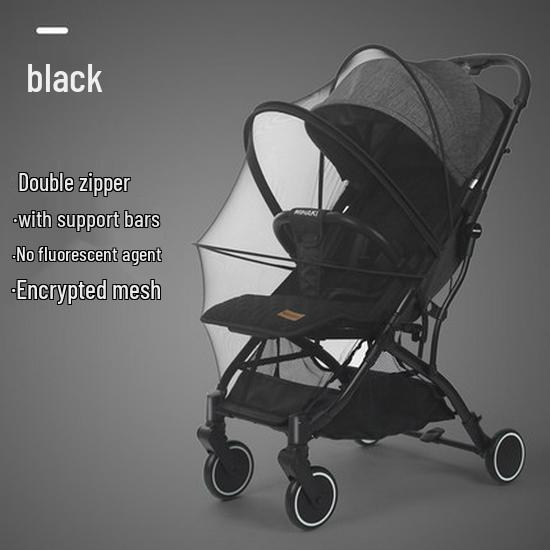 Plasă de țânțari universală cu fermoar pentru cărucior de bebeluș cu acoperire completă - Criptată și Mărită