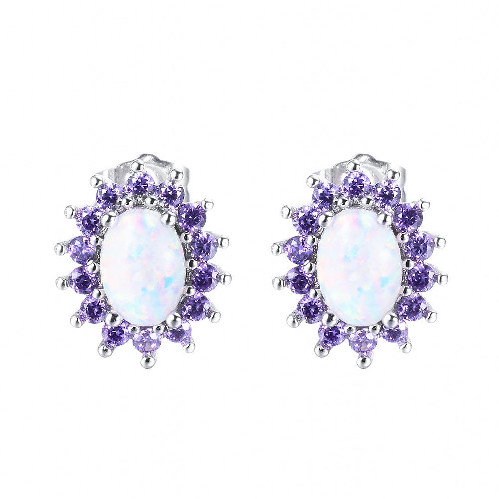 Personalized Oval Edged Diamond Studded Earrings with Small Diamonds
