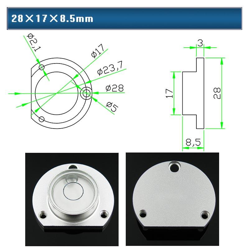 Size 28*8.5mm Aluminum Shell Total Station Blisters Round Bubble Level for Laika NA20 NA700 NA728 Level Measurement Instrument