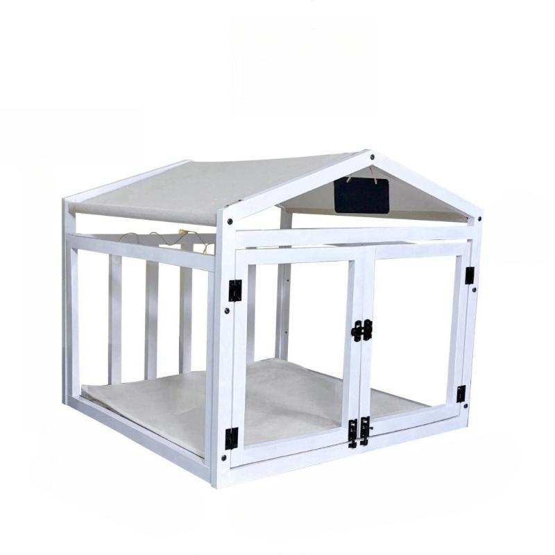 Wooden Transparent Pet House with Double Doors Indoor Dog Cat Crate Fence Stable Safe Houses for Small To Medium Cats Dogs
