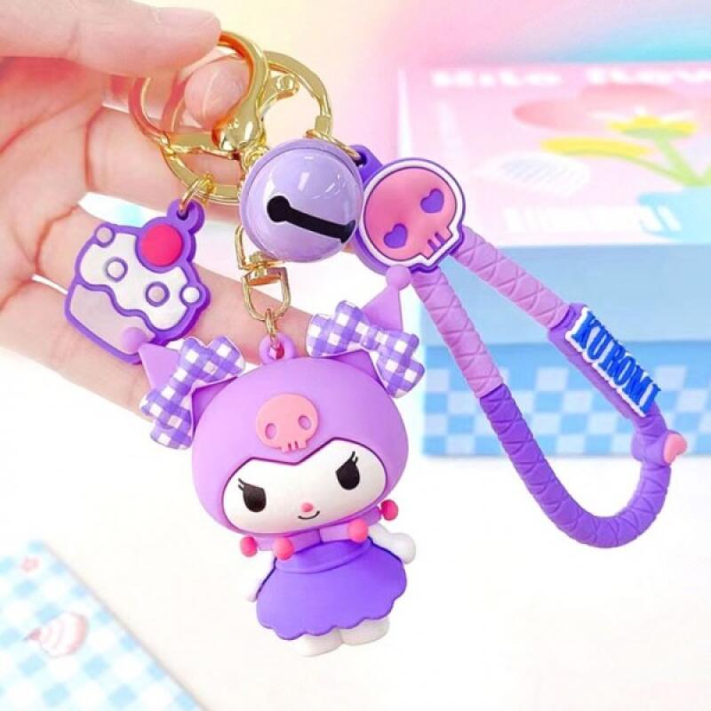 Sanrio Check Ribbon Figure Keychain - Kuromi