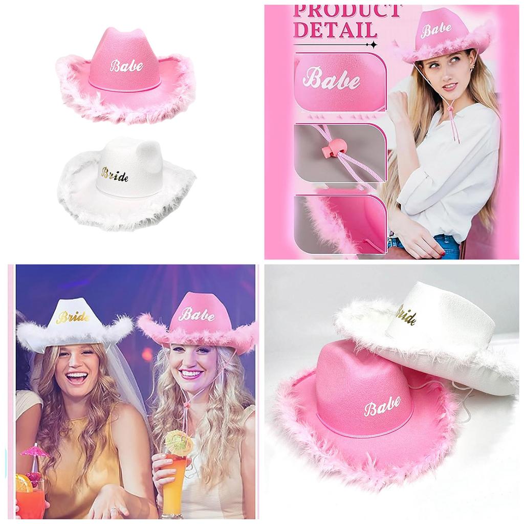 Wide Brim Cowboy Hat for Bride Role Play Costume Cowgirl Hat Wedding Party Props Bachelorette Party Head Accessories