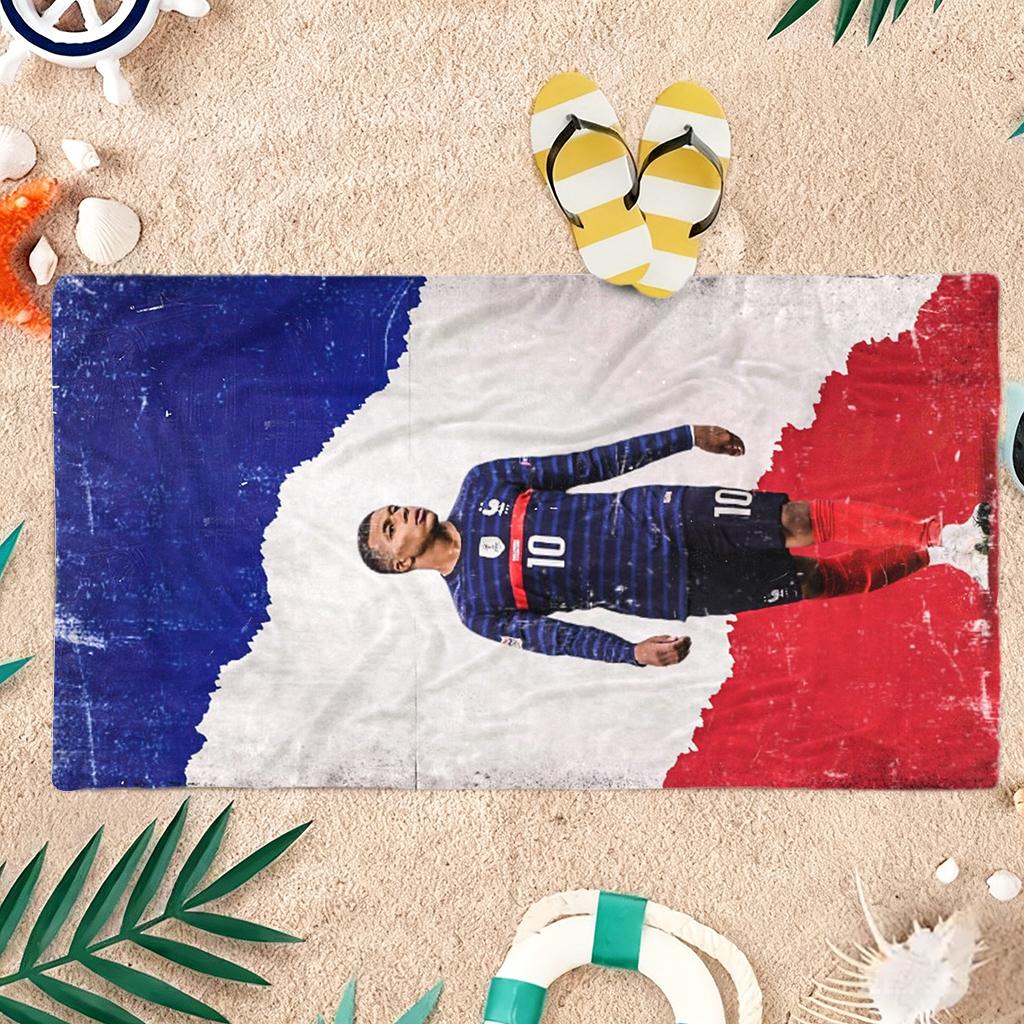 Mbappé Γαλλία ΝΟ.10 Πετσέτα Παραλίας Κύπελλο Ποδοσφαίρου Μεγάλη Γρήγορου Στεγνώματος Πετσέτα Κατάλληλη για Παραλία Γιόγκα Πισίνα Γυμναστήριο Αθλητισμό Καλοκαιρινή Πετσέτα