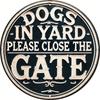 Vintage Aluminum Dog Sign Please Close Door Wall Decor Durable Metal Art Home Garden