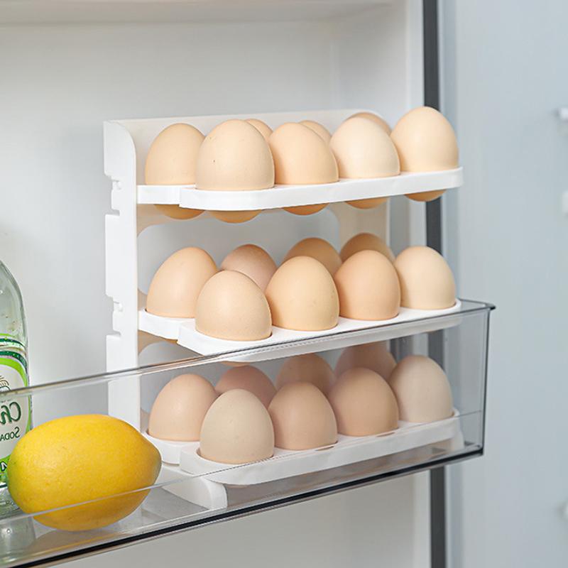3 Layer Foldable Egg Storage Box Organizer For Refrigerator Refrigerator Side Door Kitchen Egg Organizer Holder Food Storage