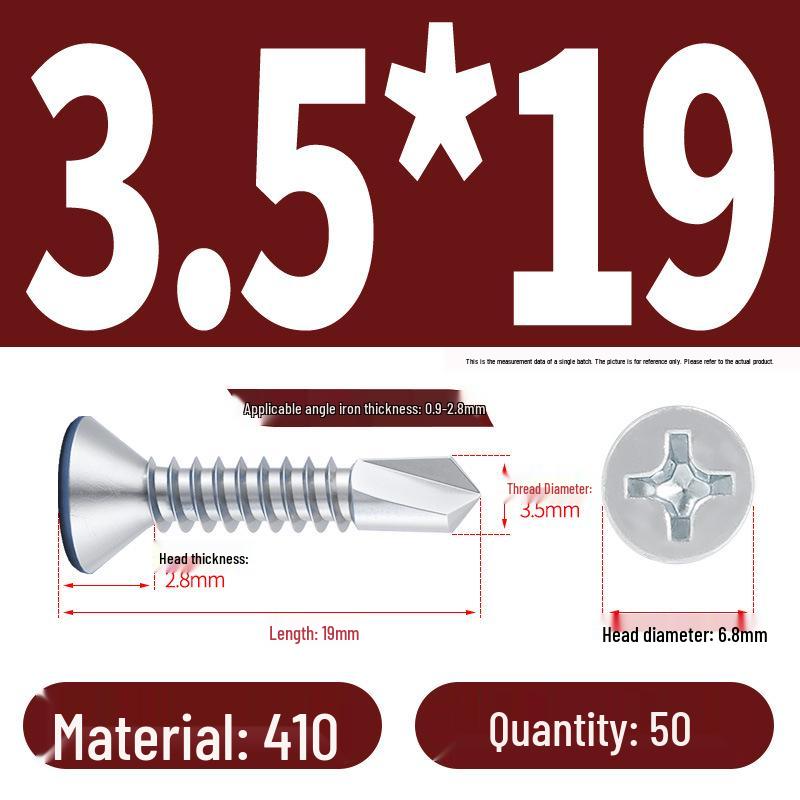 Phillips Flat Head Blue Zinc Plated Stainless Steel Self-Drilling & Self-Tapping Screws M3.9-M5.5