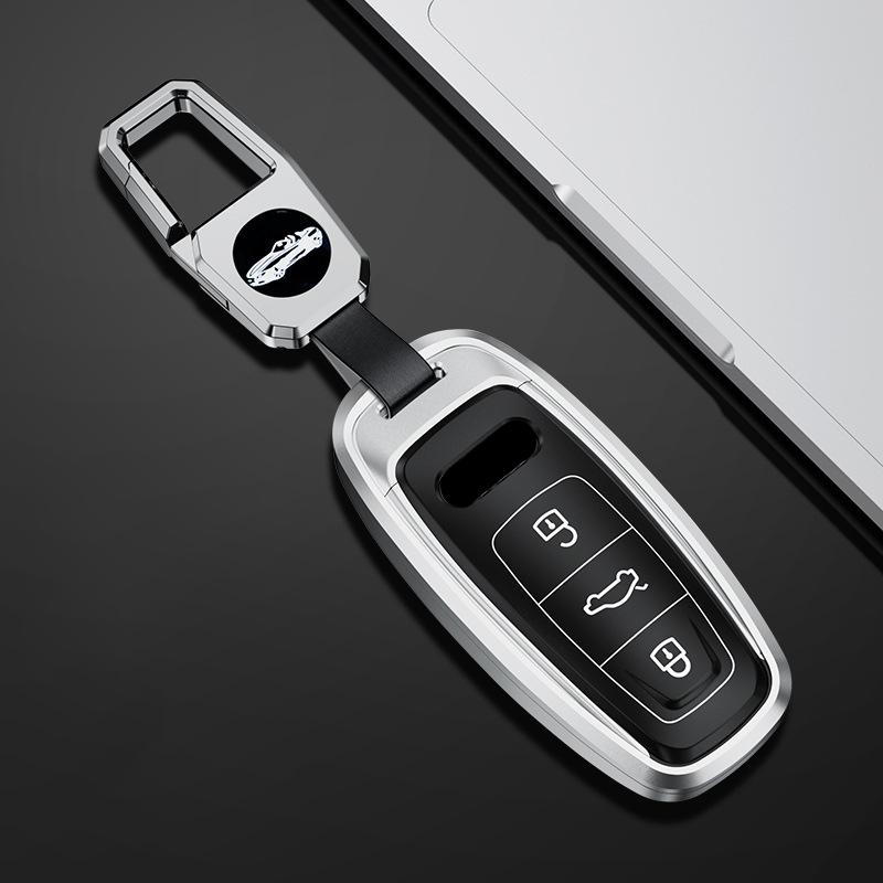 Metal Car Key Case Remote Cover Shell Holder Protector Keychain Fob for New A3L A6L A8L Q4 E-tron A7L Q6 S6 S7 S8 Q7 Q8 SQ7