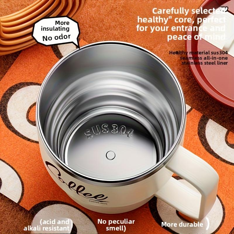 304 Stainless Steel Coffee Mug with Lid Double-Wall Travel Cup Spill-Proof & Leakproof Elegant Coffee Cup