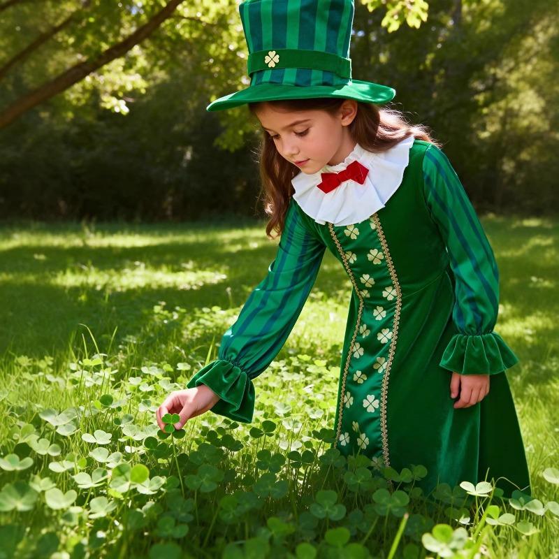 Mädchen Irisches Ethnisches Cosplay Kostüm St. Patrick's Day Rollenspiel Outfit Bühnenperformance