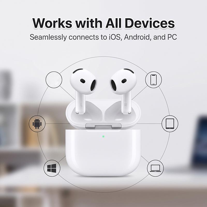 Fourth generation Air 4 Wireless Earbuds Bluetooth 5.3 Advanced ANC Clear Calls Instant Pairing Noise Cancelling Headphones