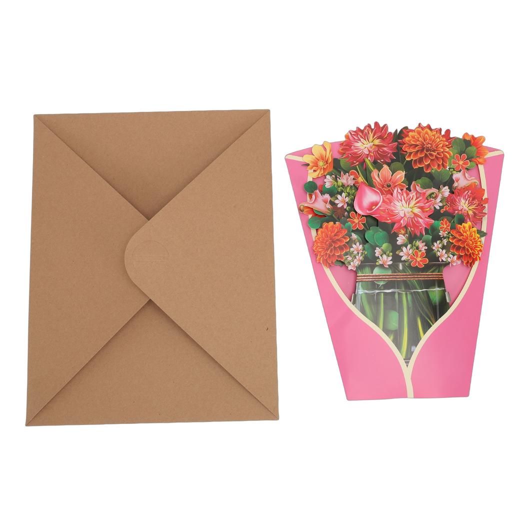 Dahlia Bouquet Pop Up Card Lifelike Exquisite Anti Fading 3D Paper Flower Bouquet Card Home Decoration