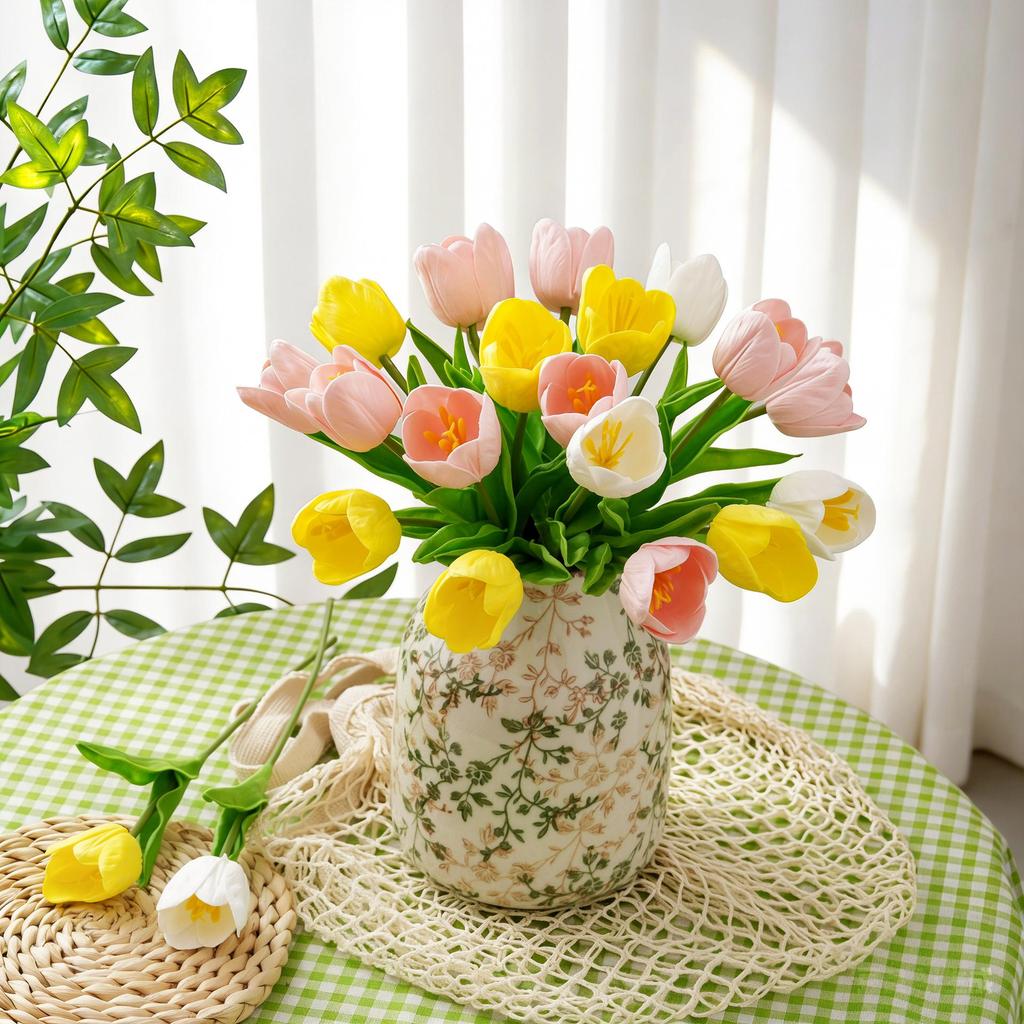 Moon Dew Tulip Half-Open Faux Flower for Home and Wedding Decoration (MW08095)