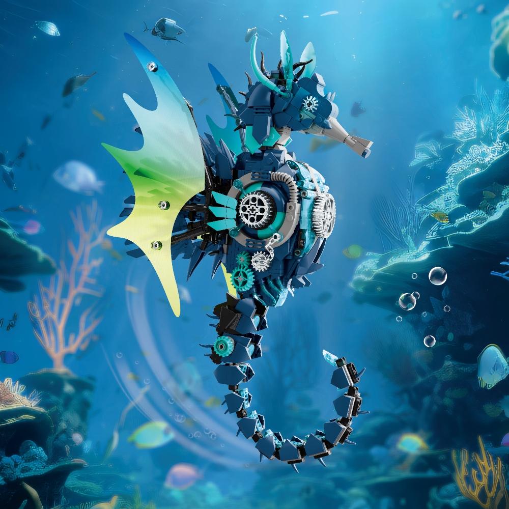 Non-Toxic Moc Mechanical Seahorse Building Blocks Set Ocean Animal Models Diy Assembly Bricks Model Birthday Halloween Christmas Gifts