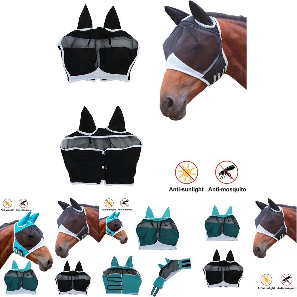 Anti-mosquito Horse Head Mask With Breathable Mesh And Velcro Closure For Optimal Protection