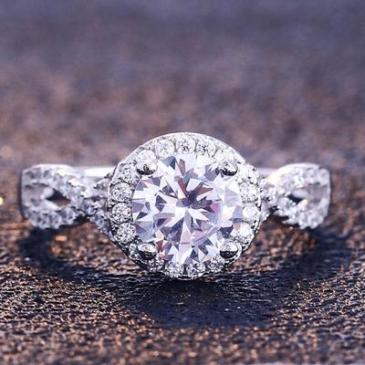 Neuer süßer runder Zirkonia-Ring für Frauen, Fancy-Kreuz-Design, Band, elegante Hochzeit, Verlobung, Accessoires, Modeschmuck