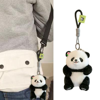 Lovely Panda Keychain Sturdy PP Cotton Cartoon Pendant for Backpack or Handbag Accessory Casual Wear Daily Use