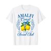 Amalfi Coast Italy Social Club Lemons With Bow Retro T Shirt Vintage Casual Top For Everyday Wear Designer Clothes