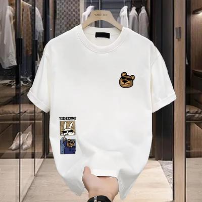 Summer New Short Sleeve T-shirt Men 100_ Cotton Printed Round Neck Loose Ins Trend Casual Half Sleeve Men's Body Shirt Graphic