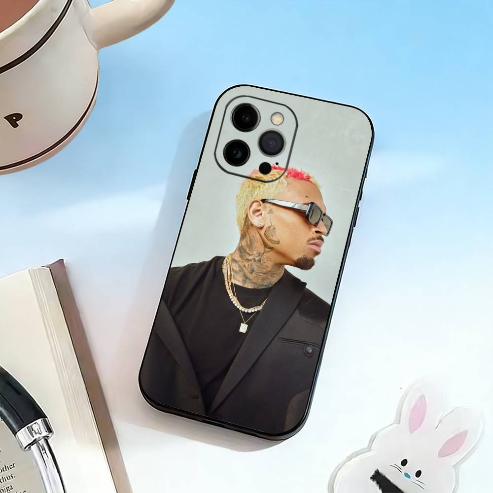 C-B-Chris Brown-singer  Phone Case For iPhone 17,16,15,14,13,12,11 Plus,Pro Max,XS,Soft Silicone Black Cover