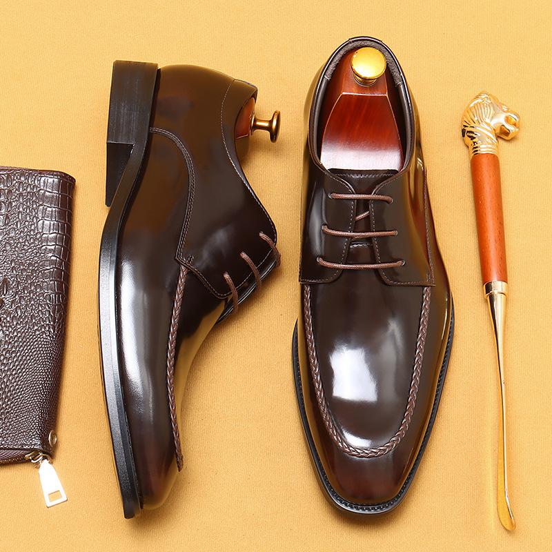 Bright Leather Shoes Men'S Business Formal Men'S Shoes First Layer Cowhide Inner Pointed Casual Shoes