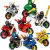Ninjas Character Motorcycle Toy Set 8 Pieces Creative Brain Building Blocks