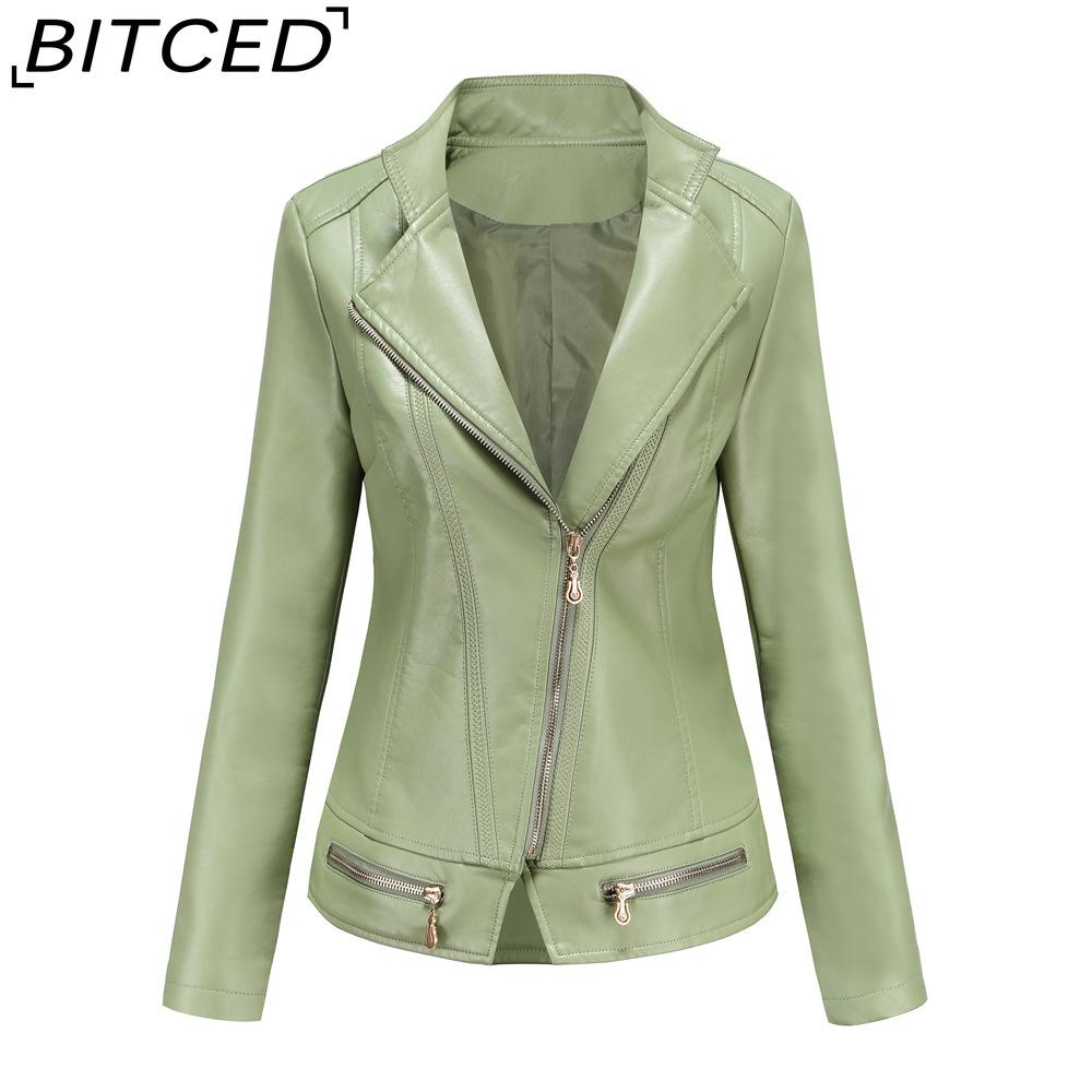 BITCED Women's Spring/Autumn Fashion PU Leather Jacket - Lightweight Spring/Autumn Short Jacket for Women S-4XL Casual Wear - Chic Style