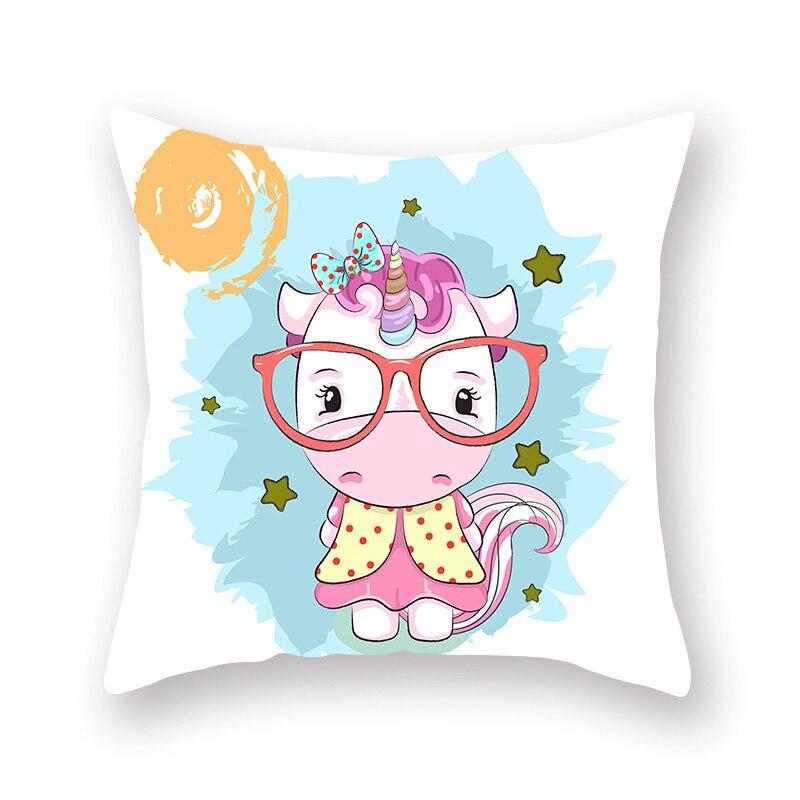 

Чехол для подушки с принтом единорога, украшение для вечеринки, украшение на день рождения, наволочка из персиковой кожи 40x40cm