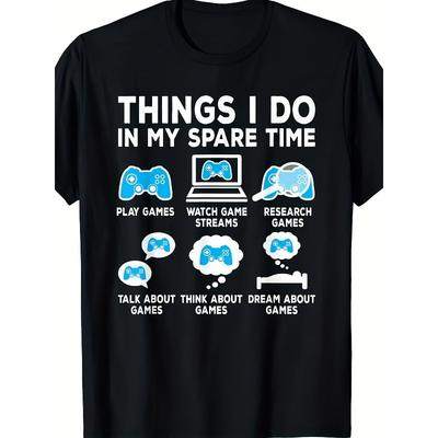 Europäische Größen Retro Videospiel Gamer T-Shirt - Lustiger "Dinge, die ich in meiner Freizeit mache" Slogan