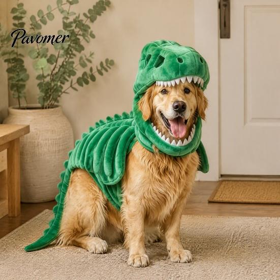 Costume Cosplay Animale Carino Costume Scheletro Dinosauro per Animali Domestici, Vestito di Halloween per Cani, Poliestere Morbido Divertente per Cani Gatti, Abbigliamento Trick or Treat Gatto