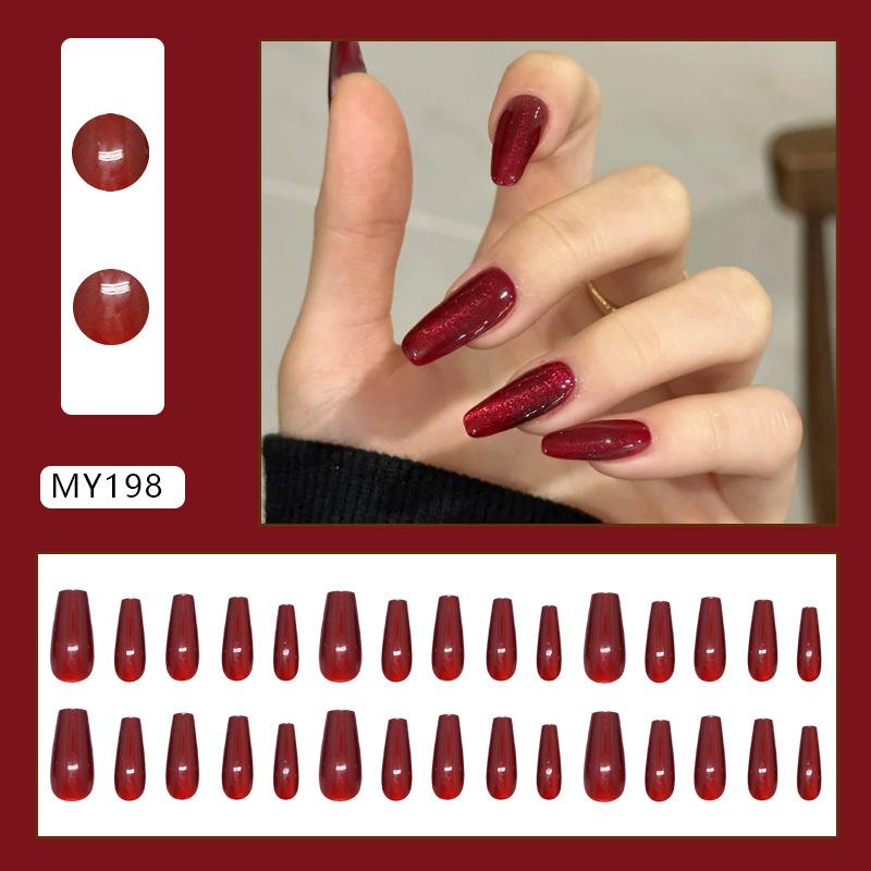 Red Cat Eyes Temperament Retro Whitening Atmosphere 30 Removable Nail Art Pieces