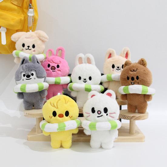 Keychain Plush Pendant Anime Stuffed Figure Wearing Swim Ring Throw Pillows Keychain Pendant Room