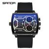 Sanda Fashionable Men's Square Multifunctional Waterproof Sports Quartz Watch