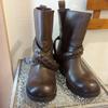 Used DIESEL Leather Engineer Boots with Studded Belt
