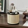 1 Stück Desktop Aufbewahrungsbox in Rattanoptik Schminktischregal Drehbar Großes Fassungsvermögen Fach Make-up Pinsel Aufbewahrungsröhre