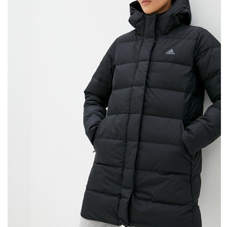 Adidas Outdoor Mid-Length Warm Duck Down Hooded Jacket Women Jacket Black H23071