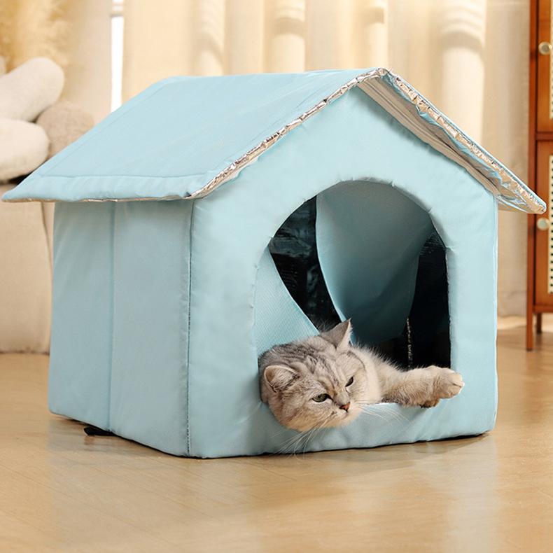 Casa rinfrescante per animali domestici con impacchi di ghiaccio, letto climatizzato chiuso per tutte le stagioni per gatti e cani di piccola taglia