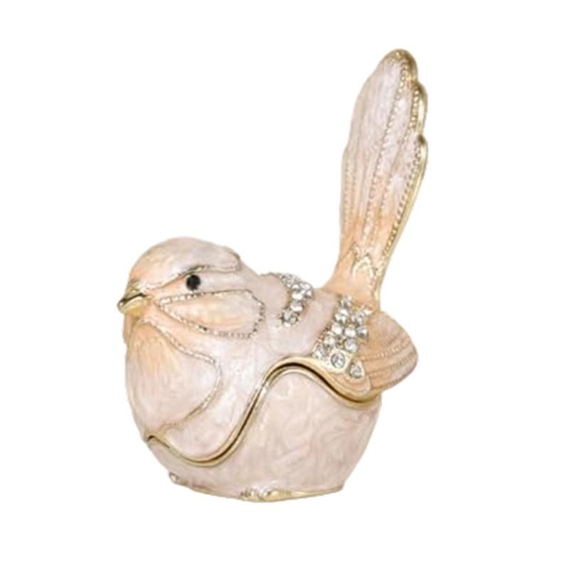 ABUL-Enamel Bird Jewelry Box, Cartoon Style, Hard Case For Rings And Small Trinkets, For Blue And For PINK