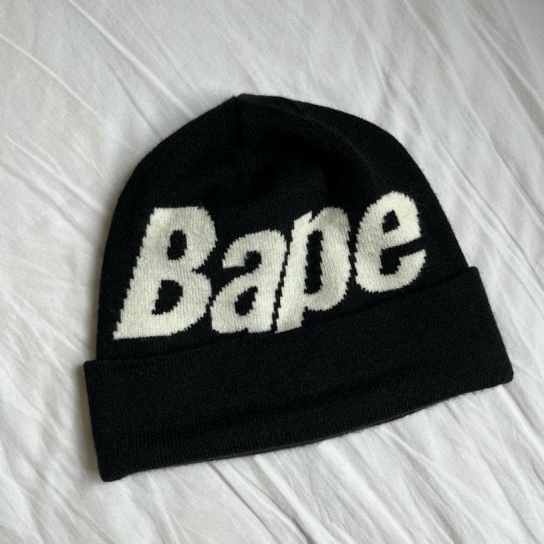 Used A BATHING APE Bape Logo Knit Hat Beanie