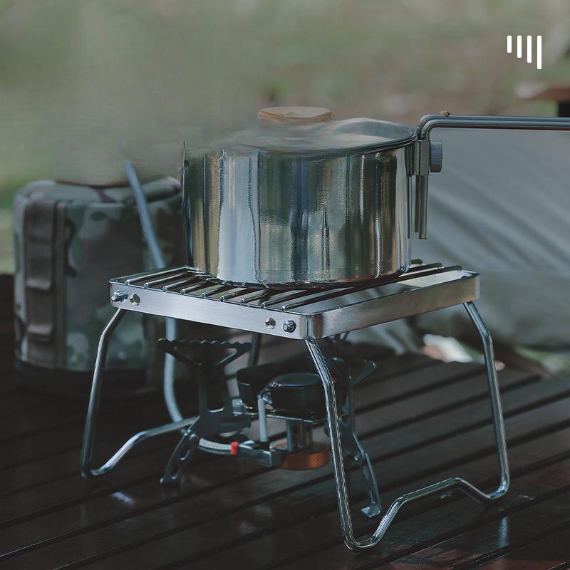 Suport arzător în aer liber Suport portabil pliabil pentru ceainic, grilă cu dungi din oțel inoxidabil, mini suport pentru tavă de copt