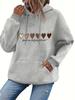 Lässiger Damen-Hoodie mit Herz-Grafikdruck, gemütliches Kapuzensweatshirt mit Kordelzug, Langarm-Pullover, bequeme Freizeitkleidung
