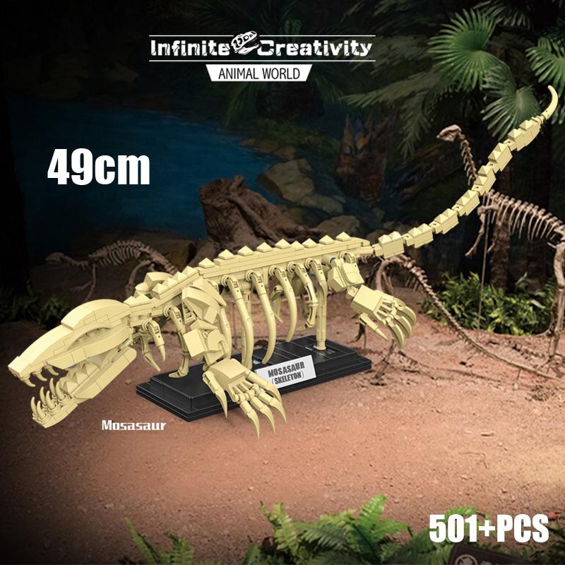 Jurassic Dinosaur World Park T-rex Triceratops Skeleton Building Blocks Indominus Rex Dino Fossil Bricks Toys Gift For Children