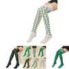 Women St. Patrick's Day Thigh High Striped Shamrock Socks Over Knee Stockings