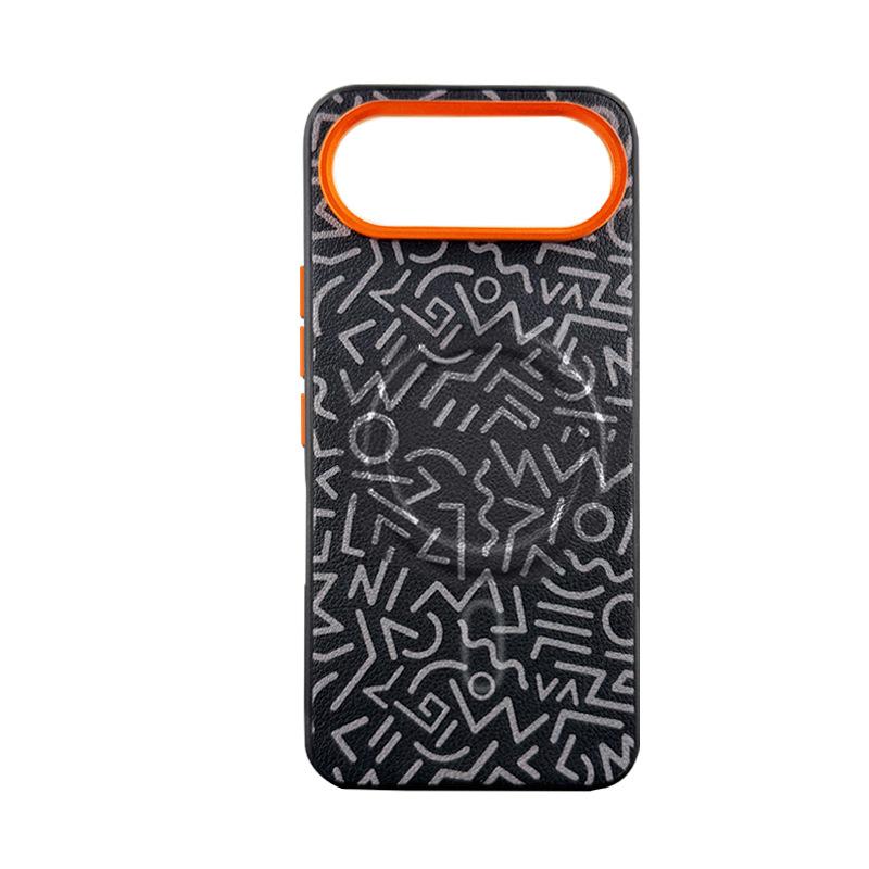 Einfache Leder Graffiti Malerei Hülle für Honor 500 Pro, Huawei Magic 8 Pro 7 RSR Magnetisches Kabelloses Laden Metall Objektivabdeckung