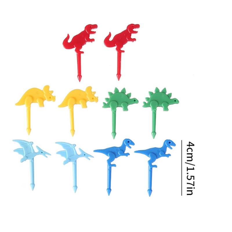 10ks/sada Kreslená vidlička na ovoce Cute Eyes Dinosauří košíček Top Dekorace Jídlo Předkrm Párátka Bento Box Příslušenství