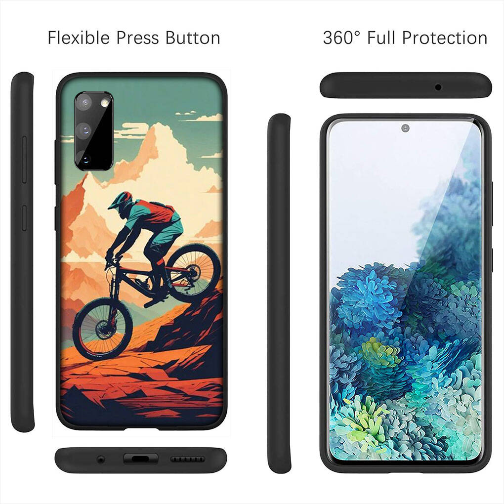 For iPhone 17 16 15 Xiaomi Poco F7 F8 X7 X6 C85 C75 C71 M8 Redmi Note 14 13 12 11 Pro Max 14C 13C A3 A4 Phone Case Wallpaper Mountain Bike Cycling Art