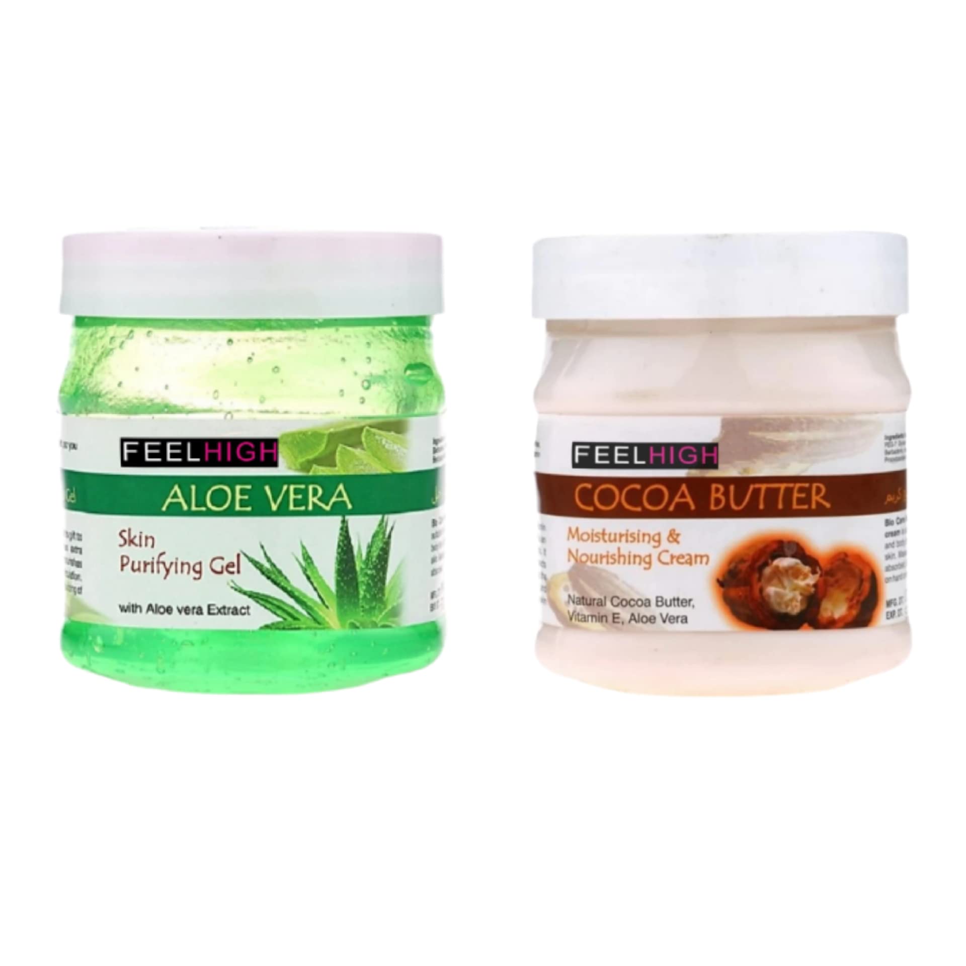 Feelhigh Aloe Vera Gel 500gm And Moisuturizing Cream 500ml -Skin Care product -Facial Product (AloeveraGelAndCocoabuttercream)